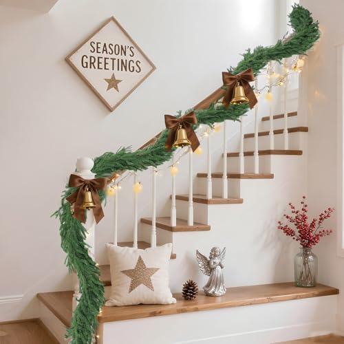 Rowfad 9Ft Norfolk Pine Garland for Mantle Christmas Decorations, 2 Set