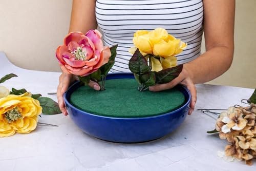 FLOFARE Floral Foam Round Blocks for Flower Arrangements, Green Florist Flower Foam for Fresh & Artificial Flowers, Wedding & Party Décor (Extra Large 10")
