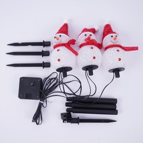Solar Christmas Snowman Pathway Lights Outdoor Decoration, 3 Pack