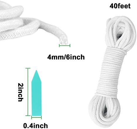 Augshy 1/6 Inches Self Watering Wick Cord String Cotton Rope for DIY Plant Automatic Watering Device (40 Feet)