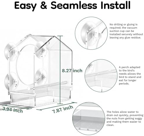 Smart Window Bird Feeder with 2K HD Auto-Capture Video Camera