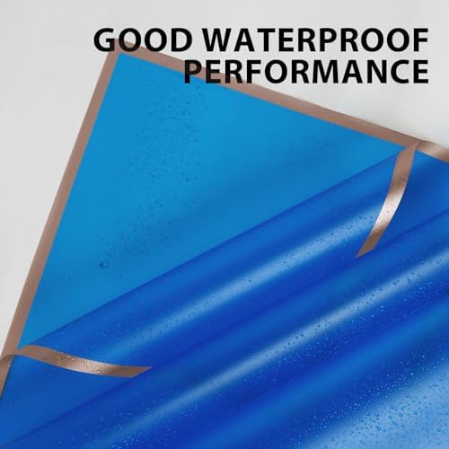 FUHITIM 20 Sheets Flower Waterproof Wrapping Paper (Royal Blue)