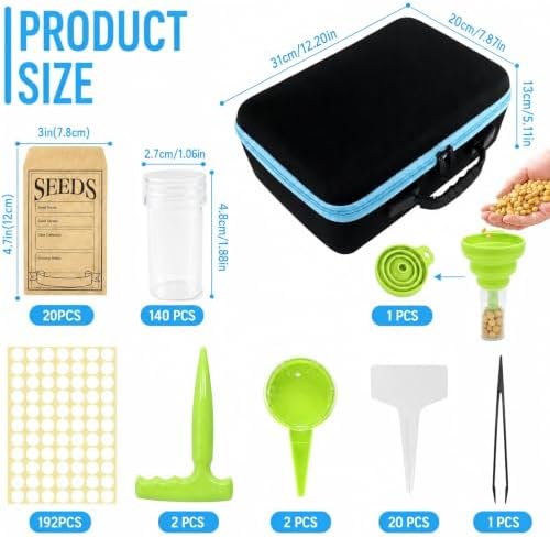 ScrollSavor 140 Slots Waterproof Seed Organizer Box with 20 Seed Envelopes