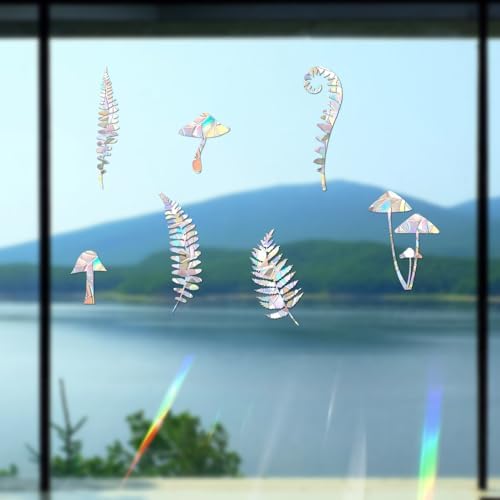 24 Pieces Static Window Clings Decals for Bird Strikes, Fern Style