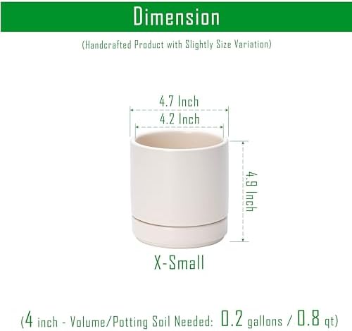 D'vine Dev 4.7 Inch Ceramic Planter Pot, Oatmeal, 94-O-B-8