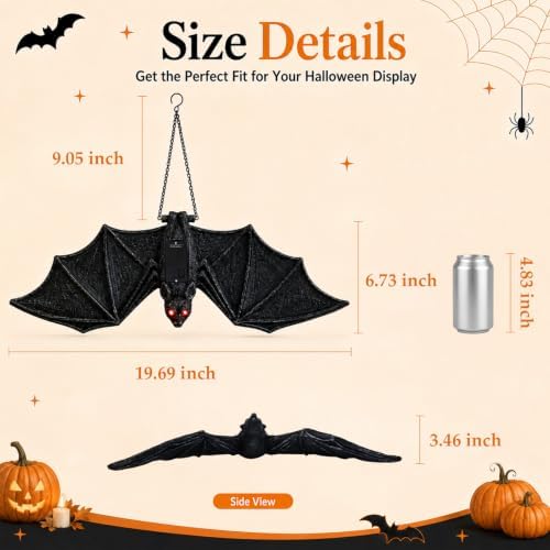 Goodeco Solar Hanging Bat - 19.7'' Large Outdoor Halloween Decor