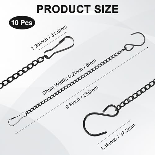 M METERXITY 10-Pack Chain for Hanging Plants 25cm/10in Iron Black
