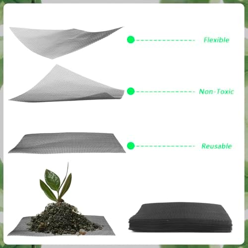 10 PCS Flower Pot Hole Mesh Pad, 8×12inch Squares Drainage Hole, Plant Pot Drainage Mat, Plant Potting Mat to Prevent Soil Loss, Gardening Gifts for Friend