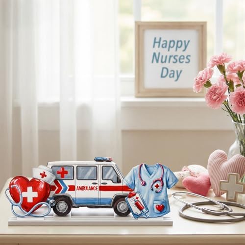Smile Nurse Appreciation Wooden Tabletop Sign Indoor Decor for Nurse Month & Nurses Week