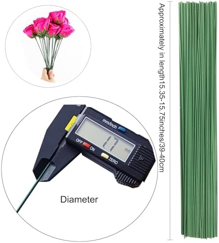 Arlai 18 Gauge DIY Craft Flower Stems, Dark Green, 16 Inch, 50PCS