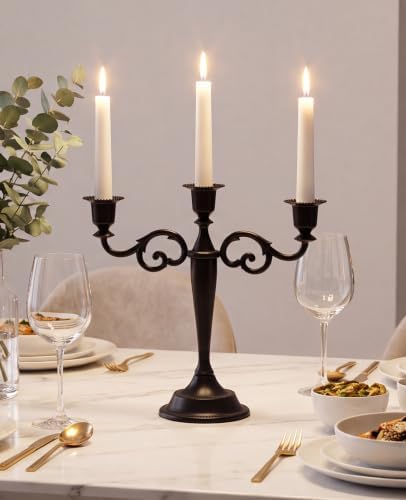 Black Candelabra Halloween 5 Arm Matte Gothic Taper Candle Holder