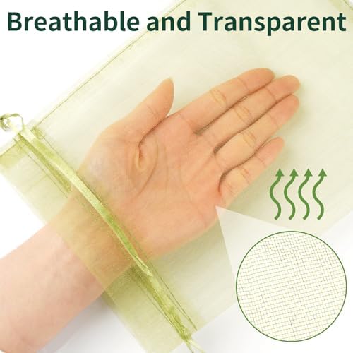 50 Pcs Fruit Protection Bags, 8×12 in Mesh Cover Nets for Tree, Green