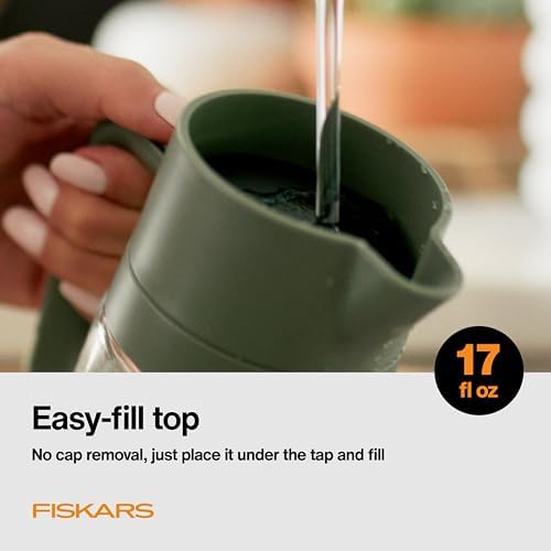 Fiskars 17oz Glass Watering Can for Indoor Plants, Easy Fill Top, Clear