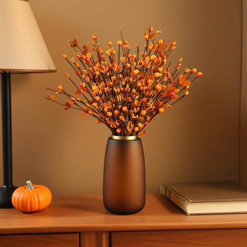 RHN Artificial Fall Floral Stems for Vases,15.75 in Fall Faux Berry Bittersweet Stems Decor Autumn Branches Picks Decor for Autumn Harvest Thanksgiving Day Home Table Floral Arrangements Vase Filler