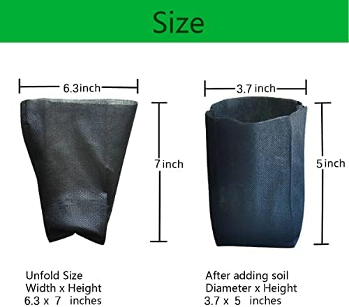 gardtree 1/4 Gallon 200PCS 6.3×7 Inch Breathable Plant Grow Bags - Non-Woven Plant Seedling Pots for Seed Starting, Indoor/Outdoor Vegetables, Herbs, Flower | Easy Transplant, Space Saving, Black