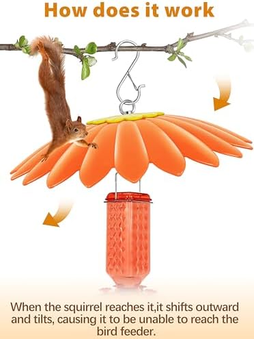 10.5 inch Hummingbird Feeder Shade Dome Cover,Rain Guard,Weather Guard for Bird Feeder, Umbrella Cover for Bird House for Outdoor,Squirrel Baffle,Flower Design(Orange)