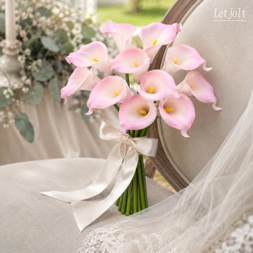 Letjolt Artificial Calla Lily Flowers 12Pcs, Blush Pink