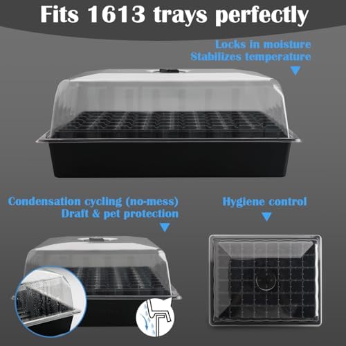 RooTrimmer 5-Pack No-Drip Seed Starting Trays with 4" Humidity Dome