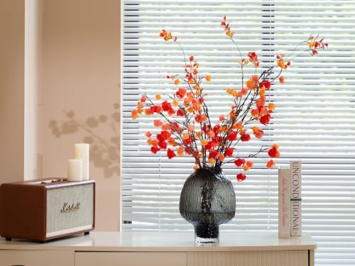 Fall Physalis Branches - 37" Faux Red Berry Stems, fake Flowers for Vase