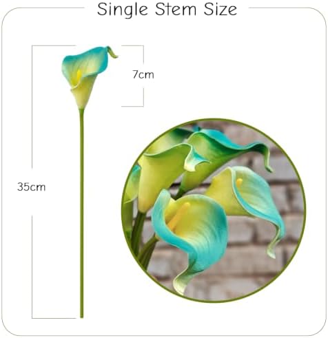 Letjolt Artificial Calla Lily Flowers 12Pcs, Yellow Teal