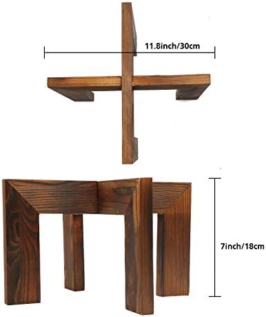 Gendral Forwepup 3 Pack wood Plant stand, Mid Century Modern Planter Stand Rattan Flower Pot Stand, Low Short Plant Stands Indoor - Boho Rustic Wooden Stool for Plant Pot Holder, Fit 5-15 Inch Pot
