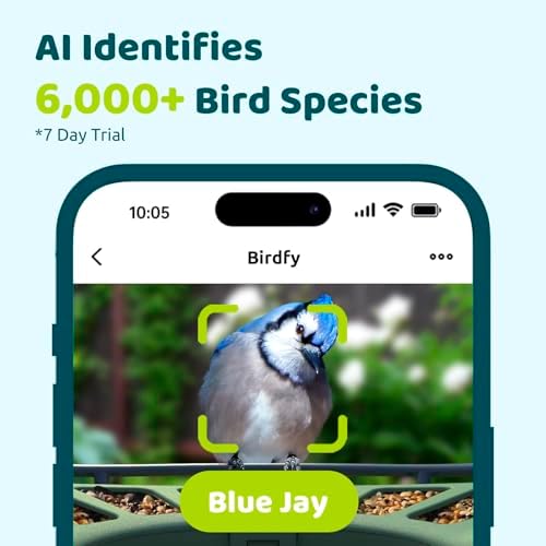 Birdfy 2 Pro Solar Bird Feeder Camera, Dual-Lens 2K+1080P, 7-Day AI Trial