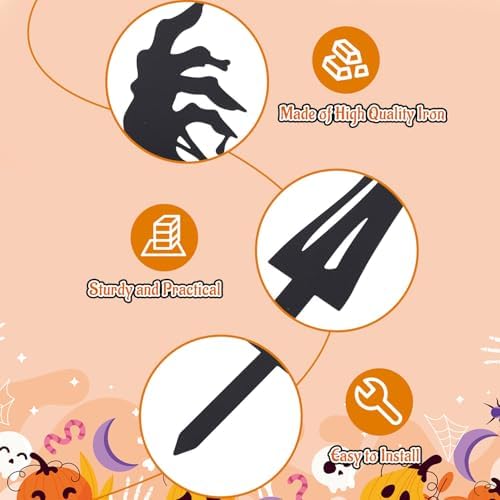 GLOBLELAND 3 Pcs Halloween Zombie Hand Garden Stakes Silhouette Hands Metal Decorative Garden Stakes Scary Silhouette Metal Yard Signs Decorations for Holiday Lawn Patio Yard Decor