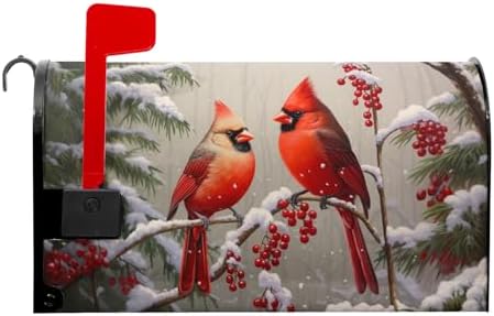 Winter Cardinal Mailbox Covers Magnetic Standard Size 18 X 21
