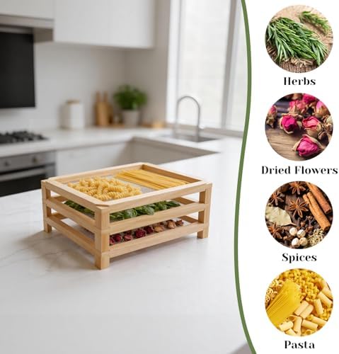 3-Layer Stackable Wooden Herb Drying Rack,Mesh Dryer Screen For Countertop
