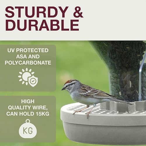 SWISSINNO Hanging Bird Feeder - Smart Birds with Seed Catcher Tray No Mess