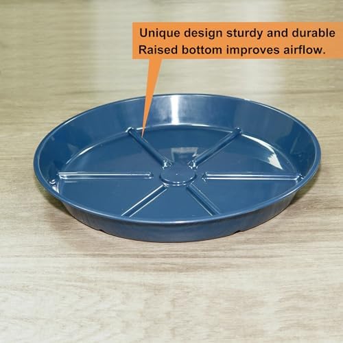 Plant Saucer Pot Tray 12 inch, 2 Packs Flower Planter Saucers and Drip Trays for Pots Planter, Heavy Duty Plant Dish Pant Plate to Catch Water for Indoor & Outdoor, Blue