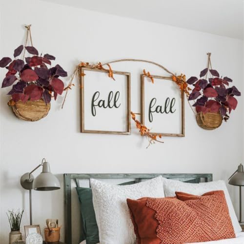 Briful 3 PCS Fall Leaves Artificial Magnolia Leaf Bush, 15" Burgundy Autumn Fake Greenery Picks for Vase Floral Arrangement Kitchen Table Home Fall Decoration