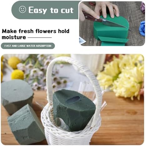 Round Floral Foam 4.5'' SUPKING Flower Foams 4Pcs Florist Foam Block Wet Dry Green Foam for Artificial and Fresh Flower Arrangement