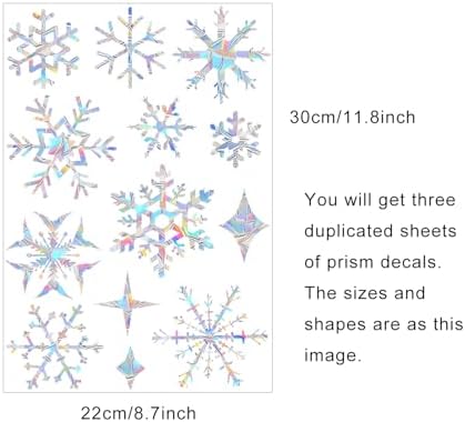 Snowflake Prism Window Collision Clings for Bird Strikes, 39 Pieces
