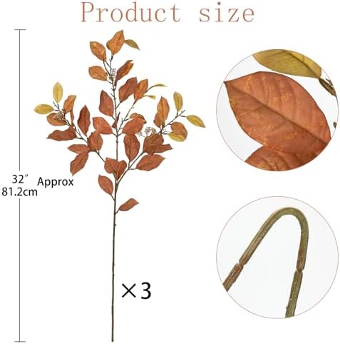 32" Artificial Fall Euonymus Leaves Stems with Flower Seeds for Home Decor