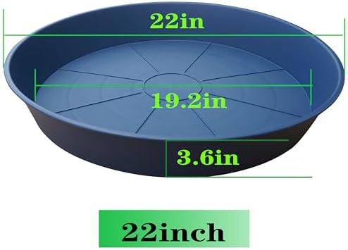 3 Pack of 20 22 inch Plant Saucer (19.2 Inch Base), 3.6" Depth Tray, Large Deep Garden Plastic Flower Planter Plant Trays for Indoors Outdoor Bath Bath (22", Blue)
