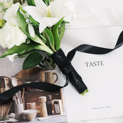 TONIFUL 1 Inch x 100yds Black Satin Ribbon for Crafts, Gift Wrapping