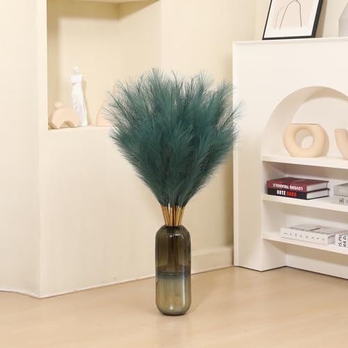 Wertuirk 9 Stems Green Pampas Grass, 38 Inch Tall Faux Pampas Grass Decor