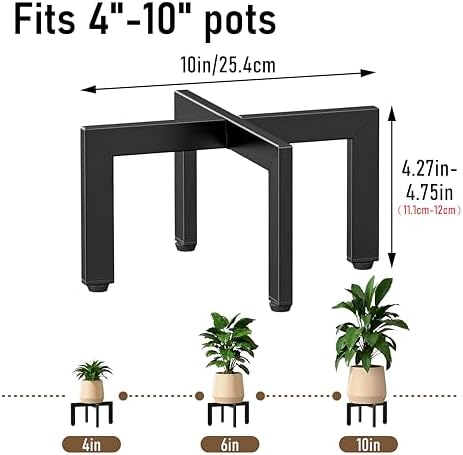 Metal Plant Stand Indoor Outdoor With Adjustable Feet, Black