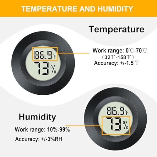 JEDEW 6 Pack Hygrometer Thermometer Digital Humidity Meter Indoor/Outdoor Humidity Monitor Reptile Thermometer for Greenhouse Humidors Terrarium Jars ℉/ ℃(6)