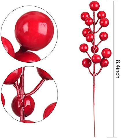 Lvydec 30pcs Artificial Red Berry Picks - Christmas Holly Berry Branches Red Berry Stems for Holiday Home Decor and Crafts