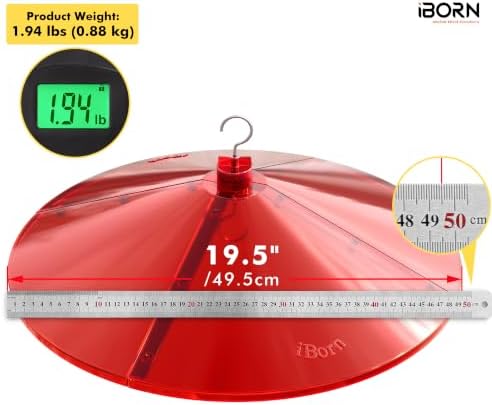 iBorn 19.5-inch Hummingbird Feeders Baffle, Weather Guard, Hanging Bird Feeders Protect, Red, Pack of 1