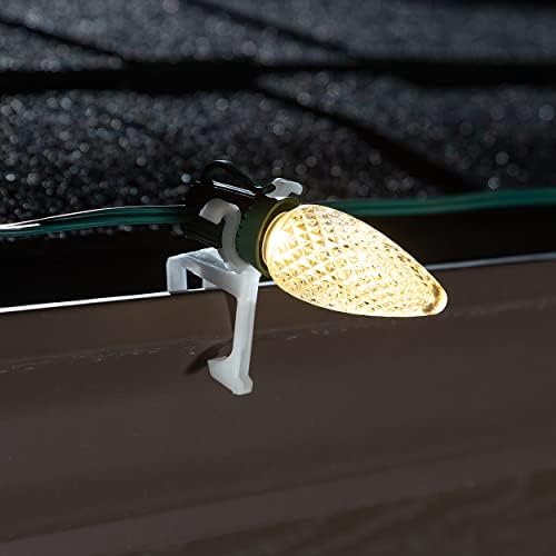 HLO Lighting Christmas Light Clip | All in One | Use with C9, C7, and LED Mini Lights | Christmas Light Hangers for Gutters | 100 Pack