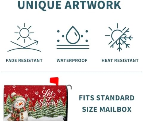 Christmas Snowman Mailbox Cover Magnetic Standard Size 25" X 21"