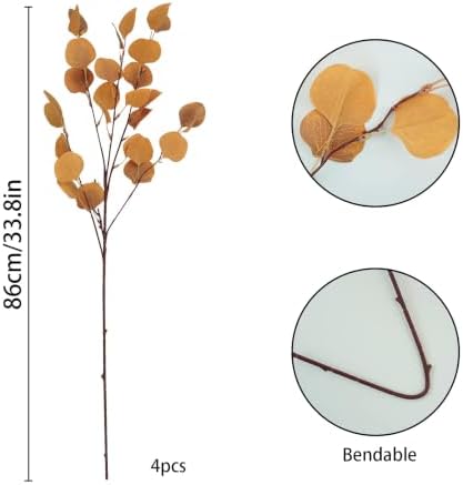 8Pcs Fall Artificial Stems, Realistic Eucalyptus Leaves for Vase