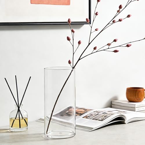 Acrylic Flower Vase Cylinder, 7.86" Tall Clear Plastic Vase for Centerpieces - Shatterproof Wedding, Event & Home Decor Vase, 3.94"X9.84" Tall Round - Clear