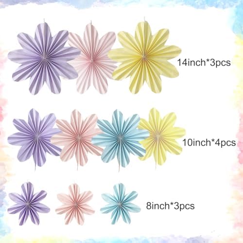 Paper Flowers Decorations for Wall Pastel Paper Flower Fans 10Pcs