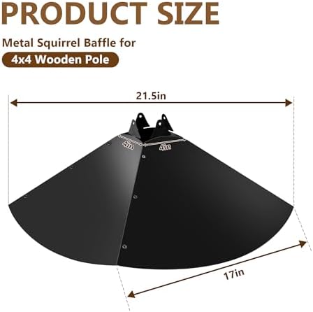 Lezcufer Metal Squirrel Baffle for 4x4 Post,Outdoor Squirrel Guard for Wooden Trunk Pole