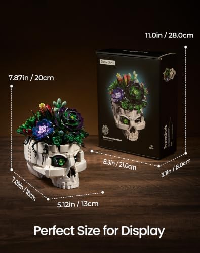 Succulent Skull Planter Flower Building Set Gothic Botanical Gift