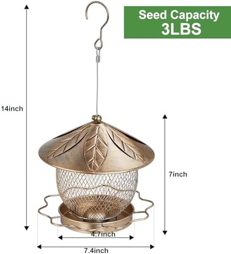 Bird Feeder for Outdoors Hanging, Heavy Duty Metal Wild Bird Feeders